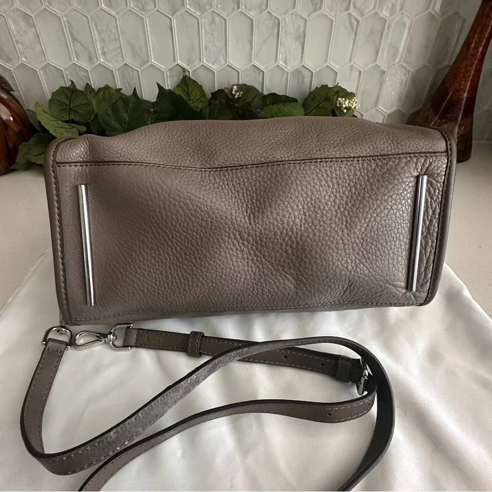 Michael Kors Bedford Pebbled Leather Satchel Bag With Tassels - Taupe - Picture 12 of 13